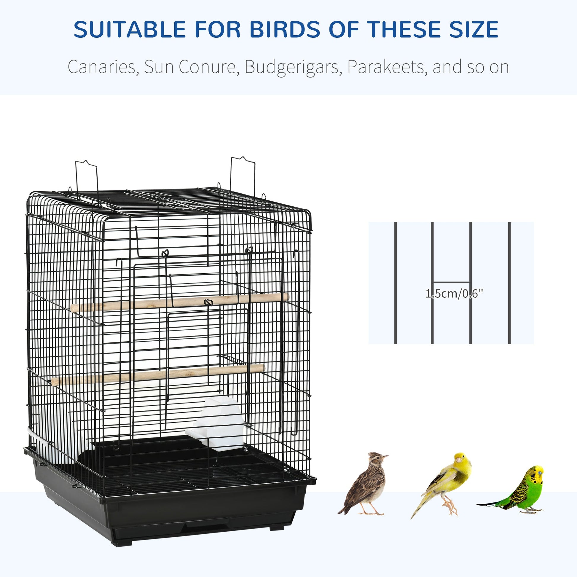 23" Bird Cage Flight Parrot House Cockatiels Playpen with Open Play Top and Feeding Bowl Perch Pet Furniture Black Bird Cages   at Gallery Canada