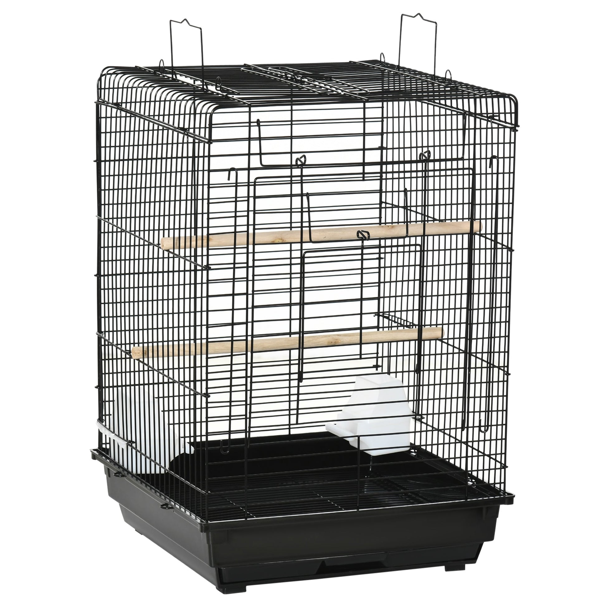 23" Bird Cage Flight Parrot House Cockatiels Playpen with Open Play Top and Feeding Bowl Perch Pet Furniture Black Bird Cages Black  at Gallery Canada