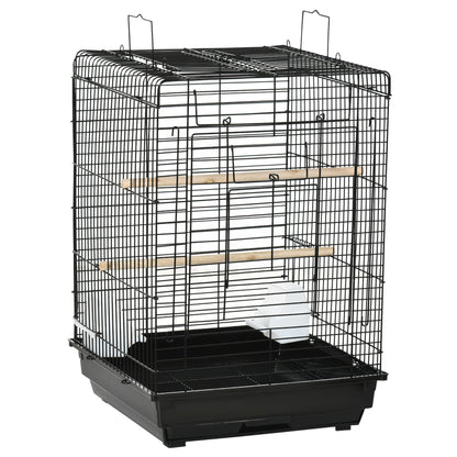 23" Bird Cage Flight Parrot House Cockatiels Playpen with Open Play Top and Feeding Bowl Perch Pet Furniture Black Bird Cages Black  at Gallery Canada