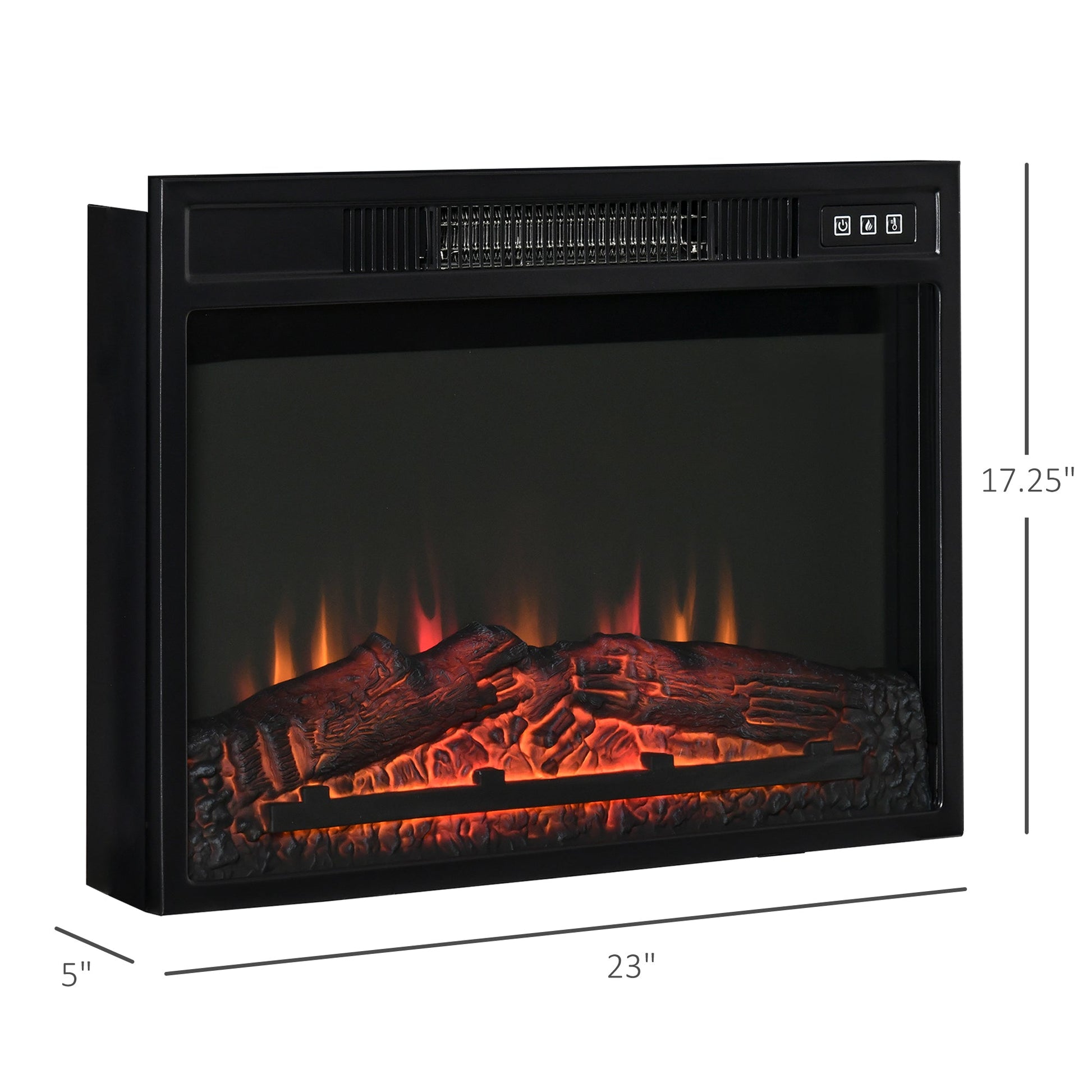 23" Electric Fireplace Insert for Wooden Cabinet, Recessed Fireplace Heater with Realistic Log Flames, Adjustable Brightness, 1400W, Black Electric Fireplaces   at Gallery Canada