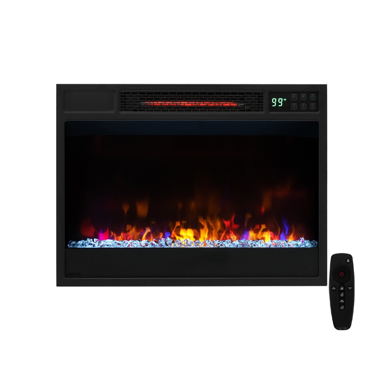 23 Inch 1500W Recessed Electric Fireplace Insert with Remote Control, Black Fireplaces   at Gallery Canada