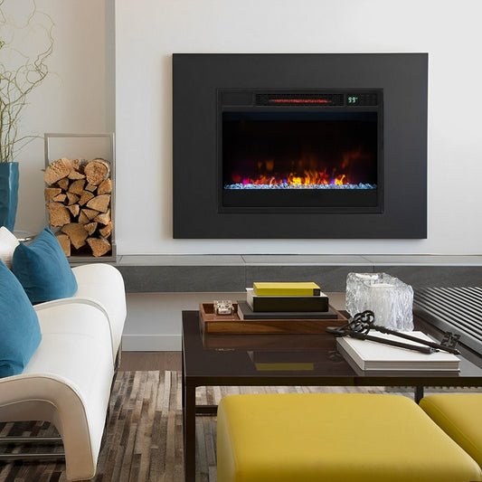 23 Inch 1500W Recessed Electric Fireplace Insert with Remote Control, Black Fireplaces   at Gallery Canada