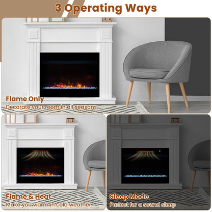 23 Inch 1500W Recessed Electric Fireplace Insert with Remote Control, Black Fireplaces   at Gallery Canada