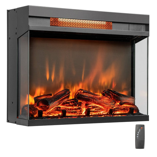 23-inch 3-Sided Electric Fireplace Insert with Remote Control, Black Fireplaces   at Gallery Canada