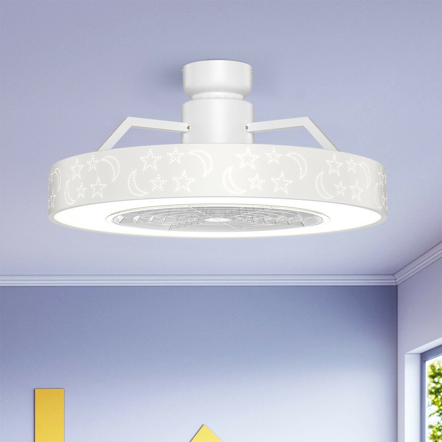 23 Inch Ceiling Fan with LED Light and Remote Control, White Ceiling Fans   at Gallery Canada