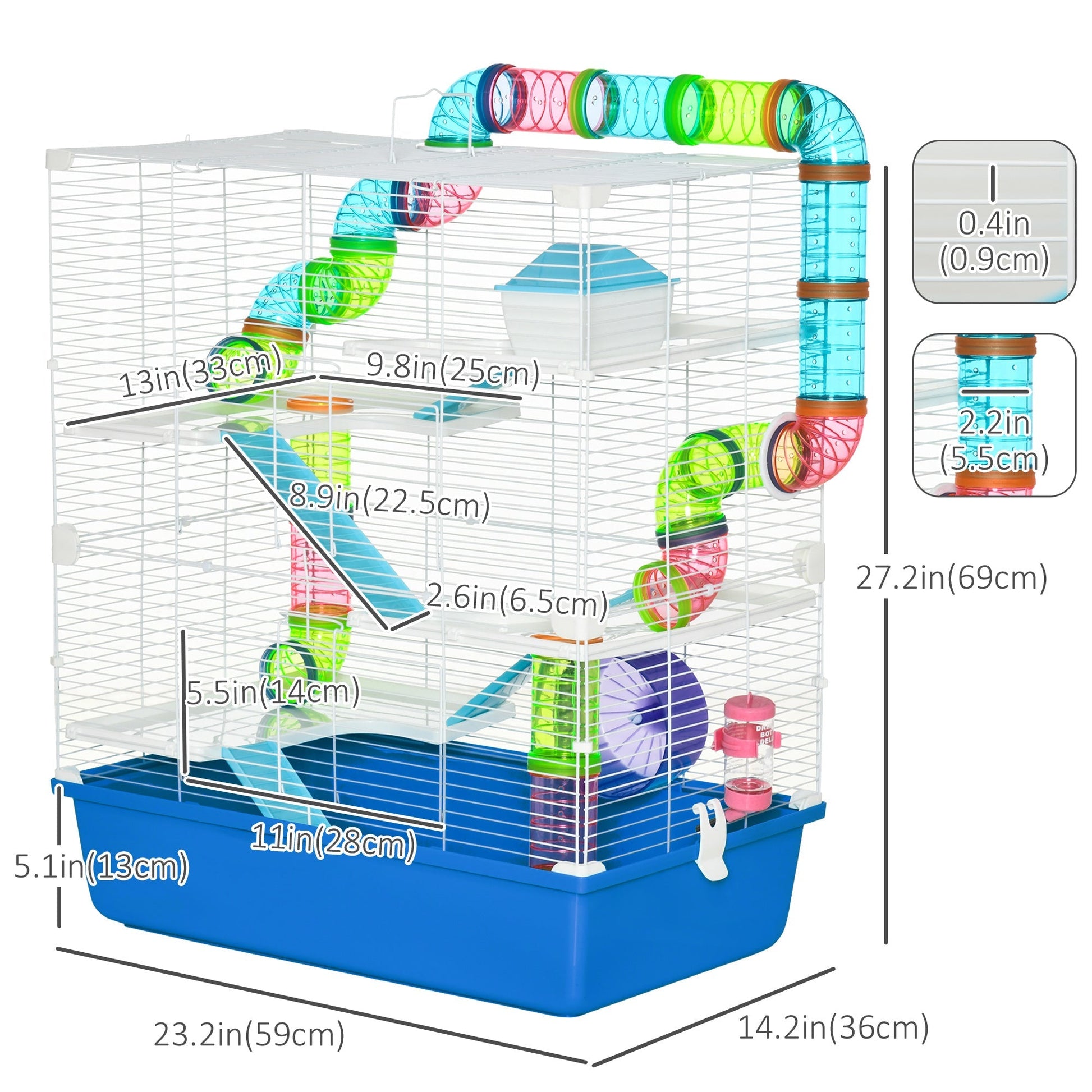 23" Large Hamster Cage 5-Level with Tunnel Tube System, Blue Hamster Cages   at Gallery Canada