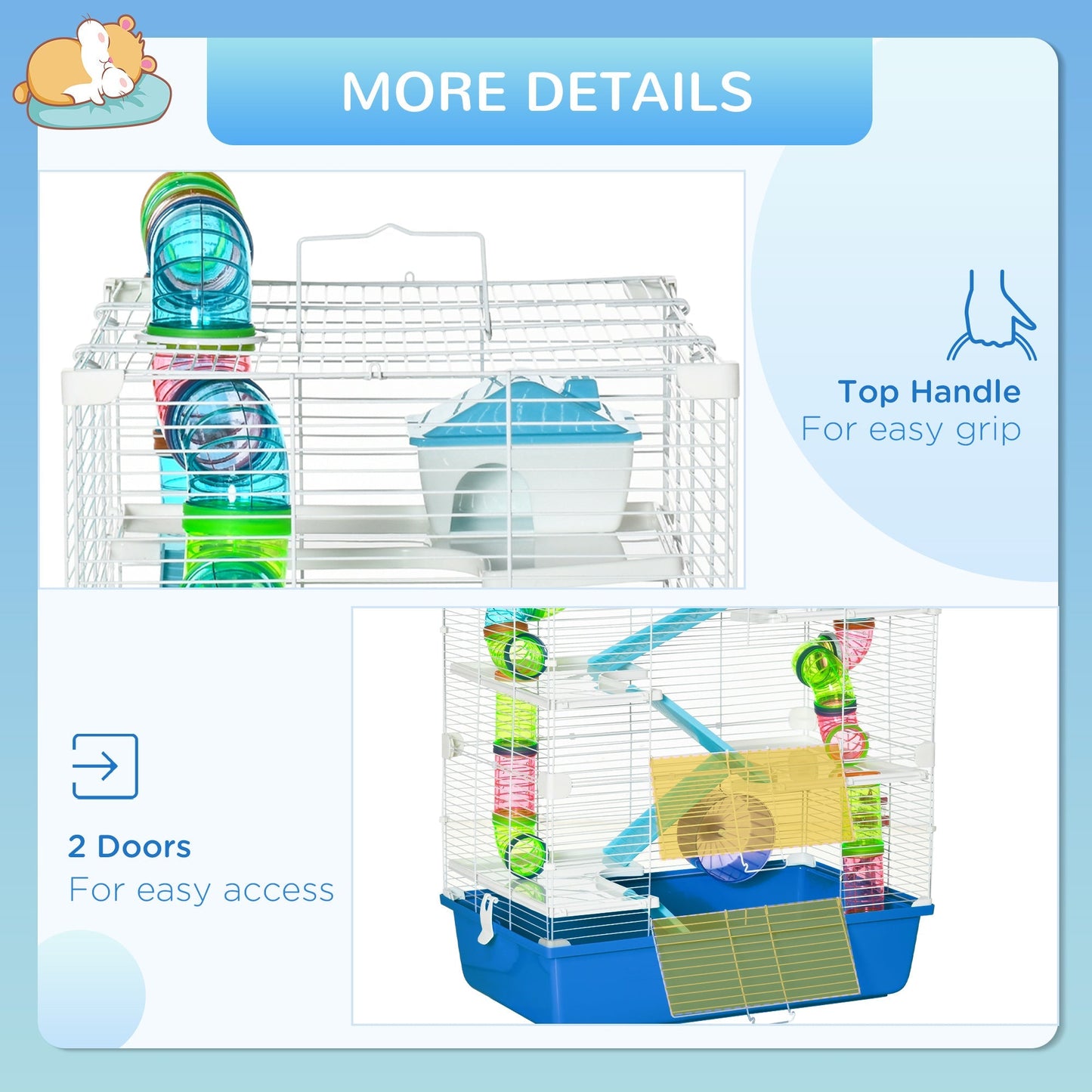 23" Large Hamster Cage 5-Level with Tunnel Tube System, Blue Hamster Cages   at Gallery Canada