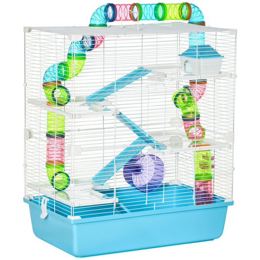 5-Level Hamster Cage with Tunnel System, Wheel, Water Bottle, Light Blue Hamster Cages Multi Colour  at Gallery Canada