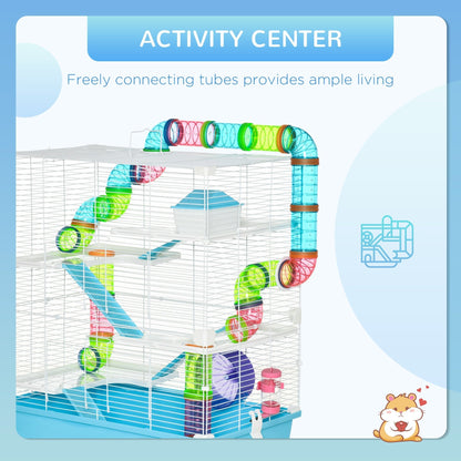 5-Level Hamster Cage with Tunnel System, Wheel, Water Bottle, Light Blue Hamster Cages   at Gallery Canada