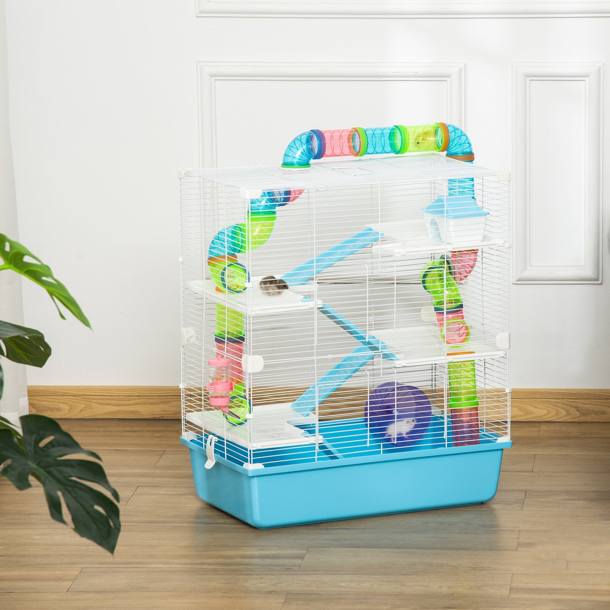 5-Level Hamster Cage with Tunnel System, Wheel, Water Bottle, Light Blue Hamster Cages   at Gallery Canada