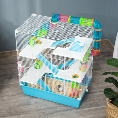 5-Level Hamster Cage with Tunnel System, Wheel, Water Bottle, Light Blue Hamster Cages   at Gallery Canada