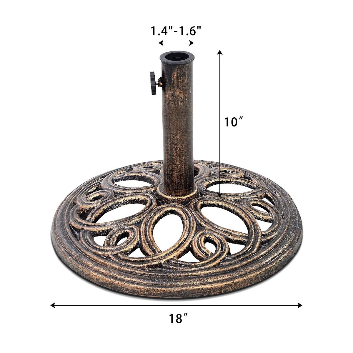 23-lbs 17 3/4 Inch Round Umbrella Base Stand, Bronze Outdoor Umbrella Bases   at Gallery Canada