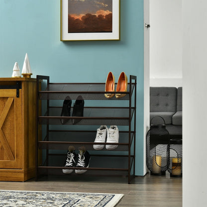 2/3/4 Tiers Flat and Slant Metal Shoe Rack for Entryway Hallway-4-Tier, Brown Shoe Racks & Storage Benches   at Gallery Canada