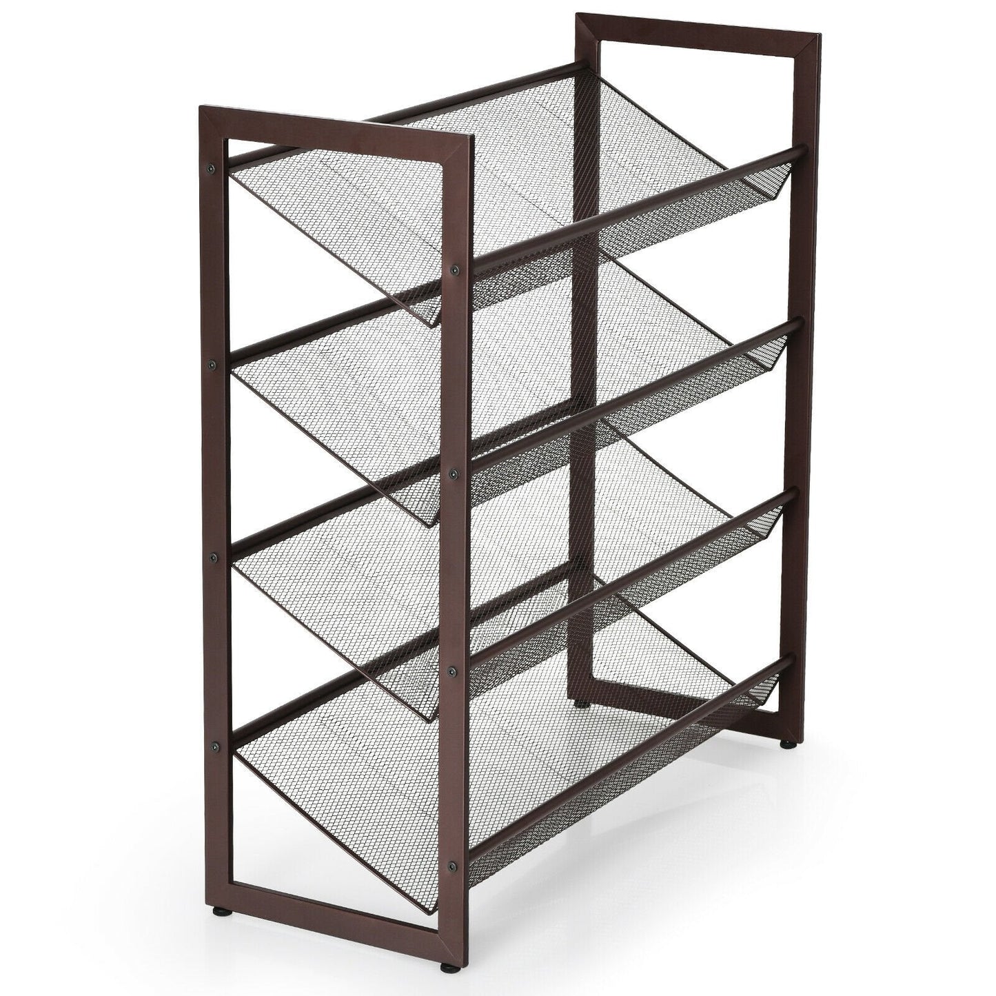 2/3/4 Tiers Flat and Slant Metal Shoe Rack for Entryway Hallway-4-Tier, Brown Shoe Racks & Storage Benches   at Gallery Canada