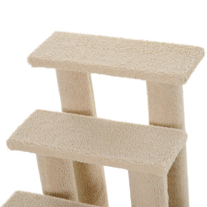 23.5" 4 Tier Pet Stairs Dog Cat Step Scratch Post Furniture, Light Brown Cat Stairs   at Gallery Canada