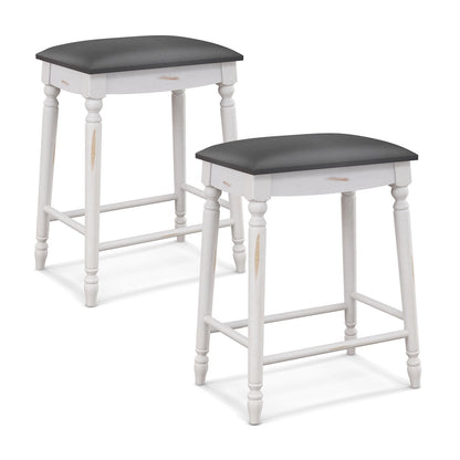 24"/ 29" Bar Stool Set of 2 with Padded Seat Cushions and Wood Legs-24 inches Bar Stools   at Gallery Canada