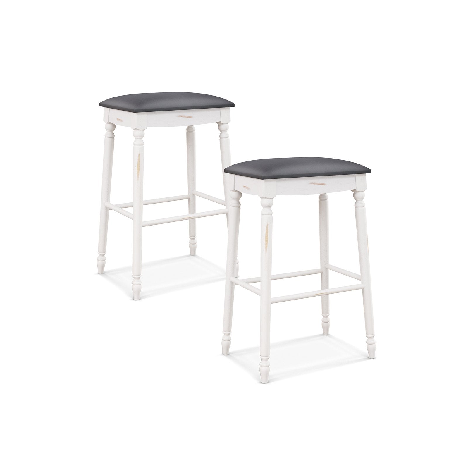 24"/ 29" Bar Stool Set of 2 with Padded Seat Cushions and Wood Legs-29 inches Bar Stools   at Gallery Canada