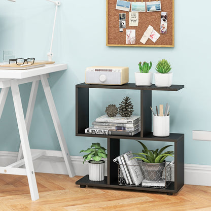 24 Inch 3-Tier Geometric Bookshelf with Thick Foot Pads, Black Bookcases   at Gallery Canada