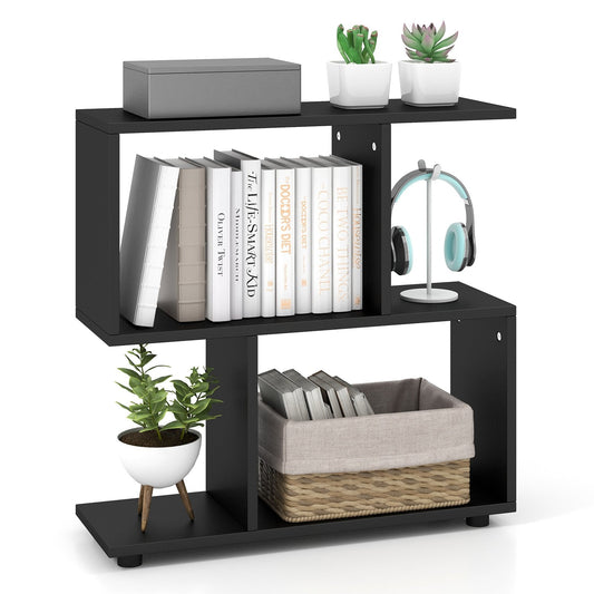 24 Inch 3-Tier Geometric Bookshelf with Thick Foot Pads, Black Bookcases   at Gallery Canada