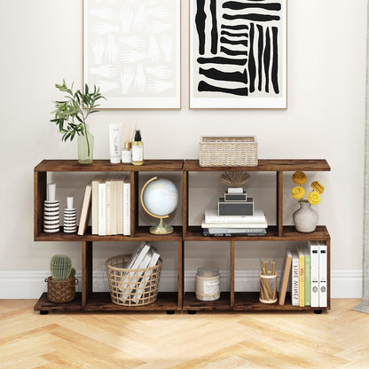 24 Inch 3-Tier Geometric Bookshelf with Thick Foot Pads, Brown Bookcases   at Gallery Canada