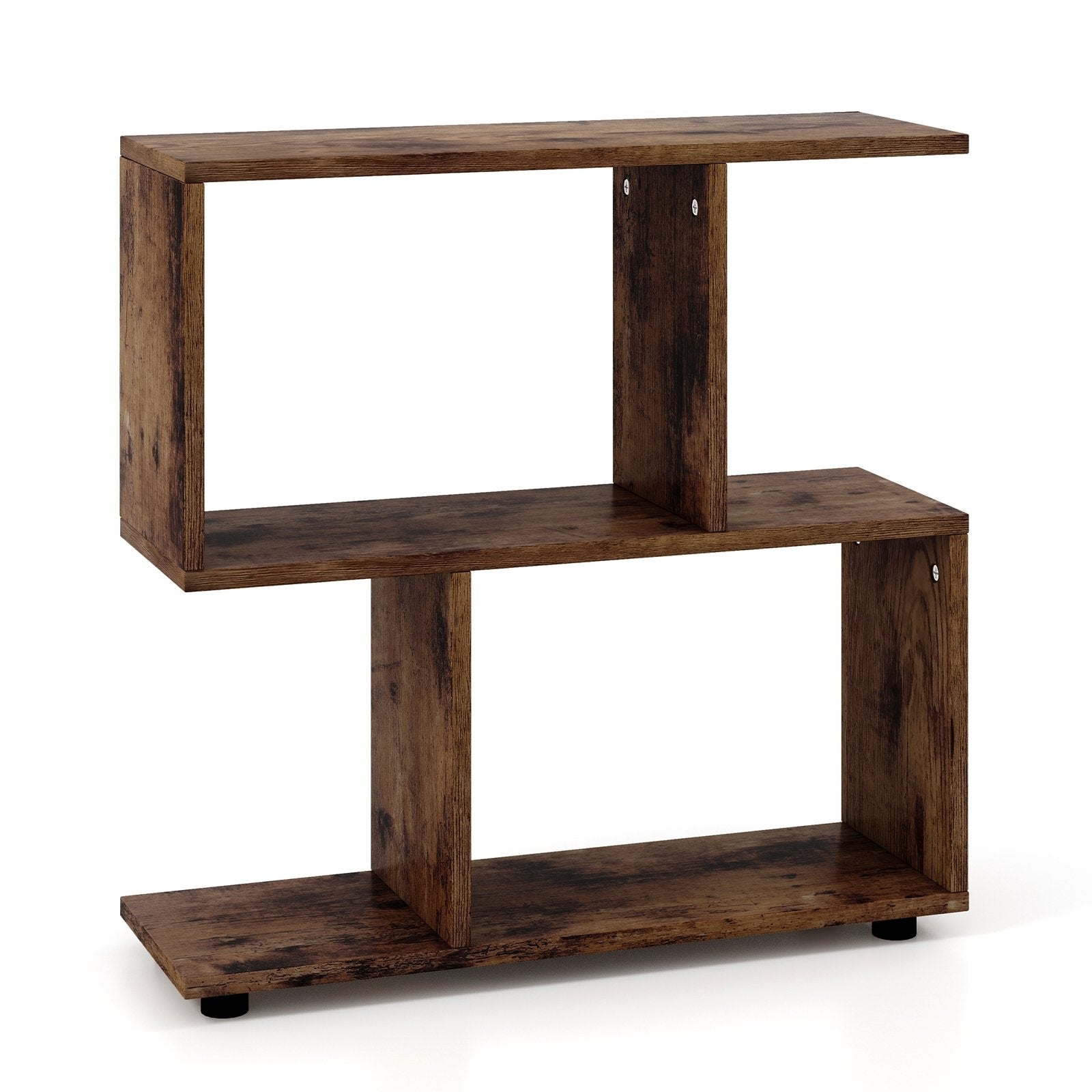 24 Inch 3-Tier Geometric Bookshelf with Thick Foot Pads, Brown Bookcases   at Gallery Canada