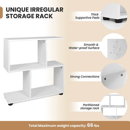 24 Inch 3-Tier Geometric Bookshelf with Thick Foot Pads, White Bookcases   at Gallery Canada