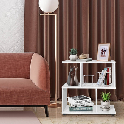 24 Inch 3-Tier Geometric Bookshelf with Thick Foot Pads, White Bookcases   at Gallery Canada