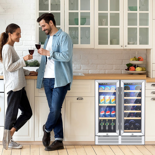 24 Inch Dual Zone Wine and Beverage Cooler, Silver Wine & Beverage Coolers   at Gallery Canada