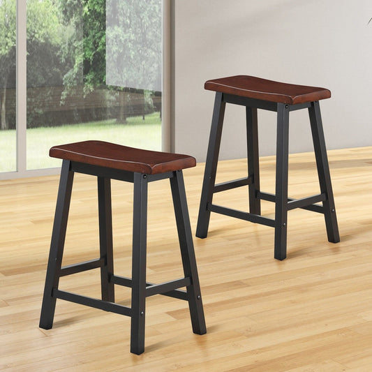 24 Inch Height Set of 2 Home Kitchen Dining Room Bar Stools, Brown Bar Stools   at Gallery Canada