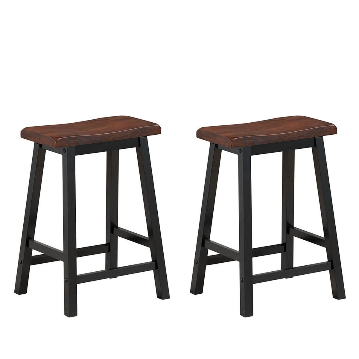 24 Inch Height Set of 2 Home Kitchen Dining Room Bar Stools, Brown Bar Stools   at Gallery Canada