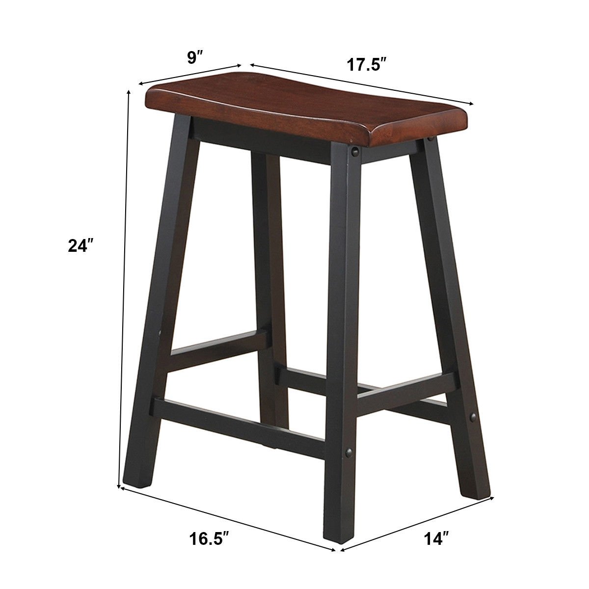 24 Inch Height Set of 2 Home Kitchen Dining Room Bar Stools, Brown Bar Stools   at Gallery Canada