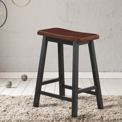 24 Inch Height Set of 2 Home Kitchen Dining Room Bar Stools, Brown Bar Stools   at Gallery Canada