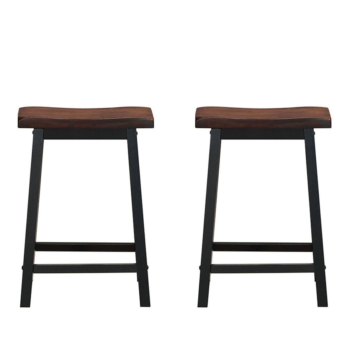 24 Inch Height Set of 2 Home Kitchen Dining Room Bar Stools, Brown Bar Stools   at Gallery Canada