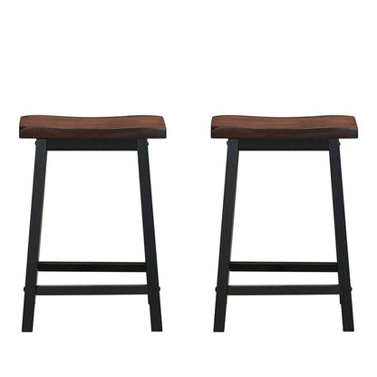 24 Inch Height Set of 2 Home Kitchen Dining Room Bar Stools, Brown Bar Stools   at Gallery Canada