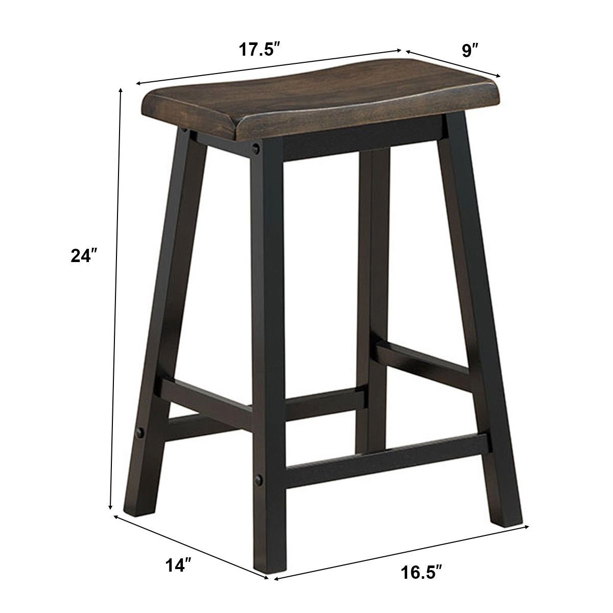 24 Inch Height Set of 2 Home Kitchen Dining Room Bar Stools, Gray Bar Stools   at Gallery Canada