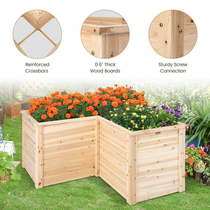 24 Inch L-Shaped Wooden Raised Garden Bed with Open-Ended Base, Natural Raised Garden Beds   at Gallery Canada