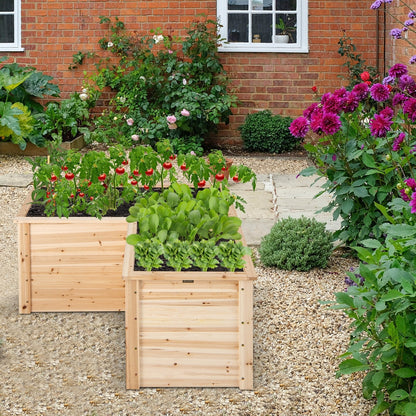 24 Inch L-Shaped Wooden Raised Garden Bed with Open-Ended Base, Natural Raised Garden Beds   at Gallery Canada