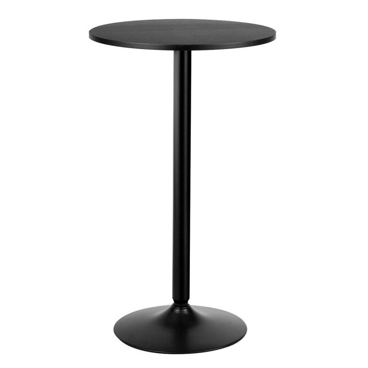 24 Inch Modern Style Round Cocktail Table with Metal Base and MDF Top, Black Bar Tables Black  at Gallery Canada