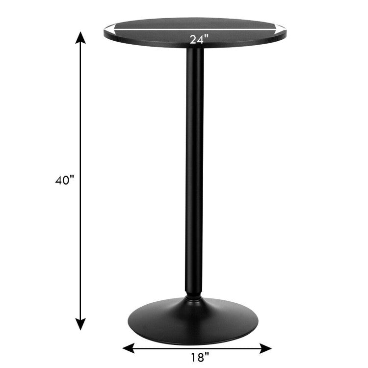 24 Inch Modern Style Round Cocktail Table with Metal Base and MDF Top, Black Bar Tables   at Gallery Canada