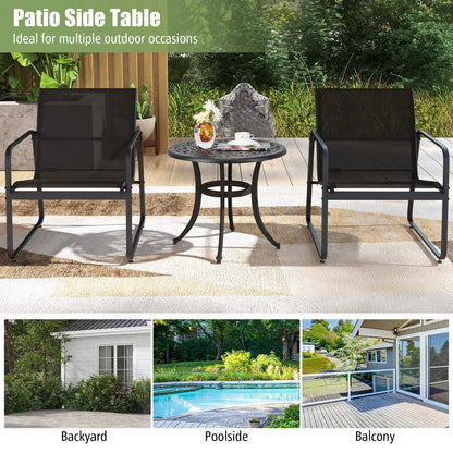 24 Inch Patio Side Table with Adjustable Footpads for Poolside Backyard Balcony, Rustic Brown Patio Coffee Tables   at Gallery Canada