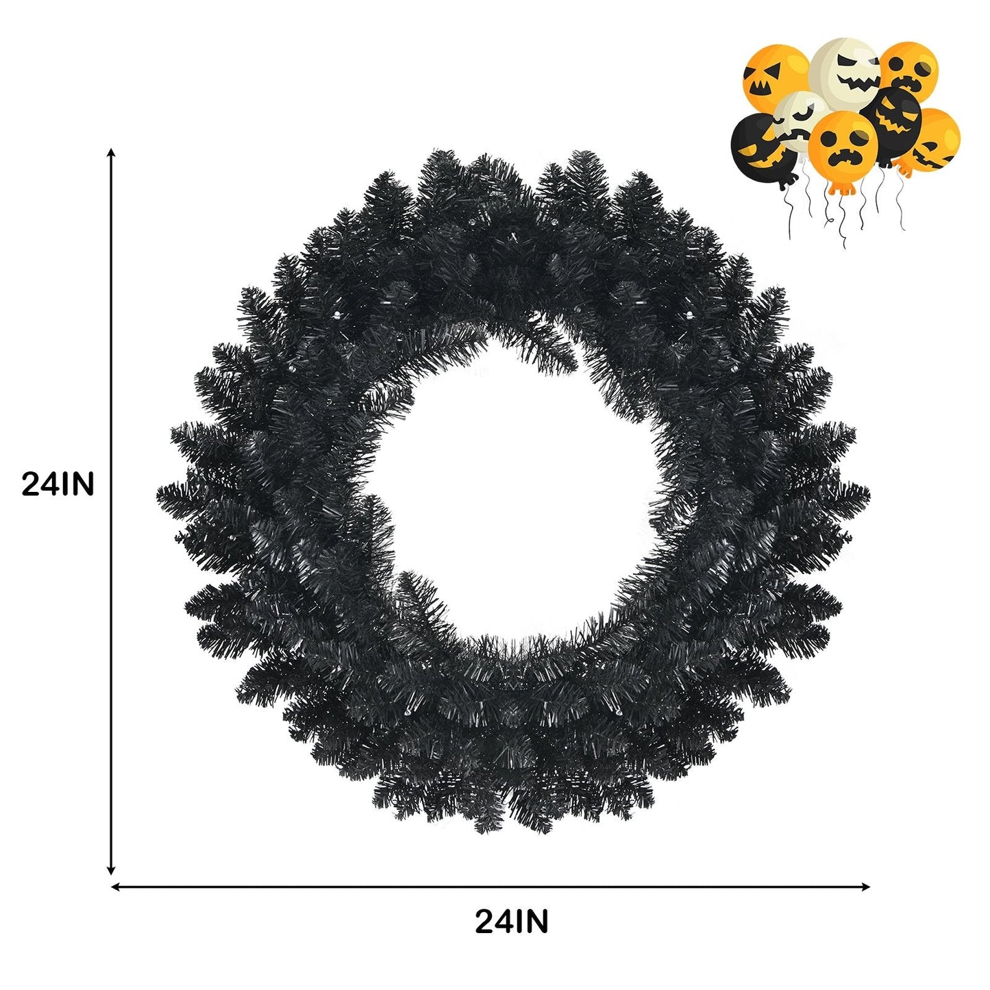 24 Inch Pre-lit Halloween Wreath with 35 Purple LED Lights, Black Halloween   at Gallery Canada