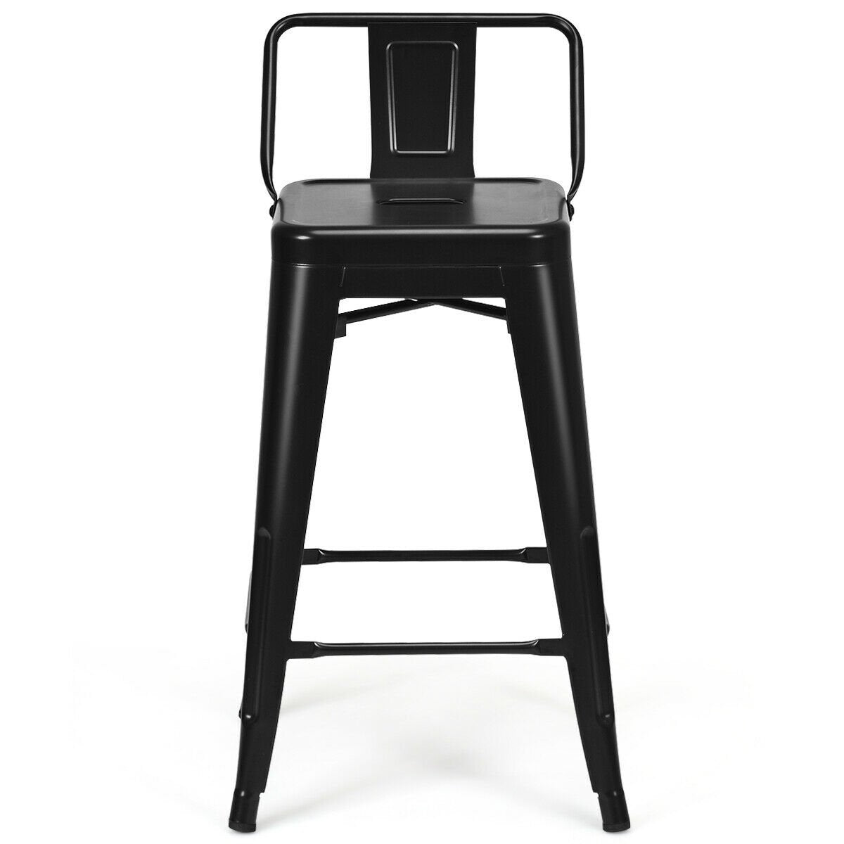 24 Inch Set of 4 Cafe Side Chairs with Rubber Feet and Removable Back, Black Bar Stools   at Gallery Canada