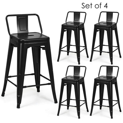 24 Inch Set of 4 Cafe Side Chairs with Rubber Feet and Removable Back, Black Bar Stools   at Gallery Canada