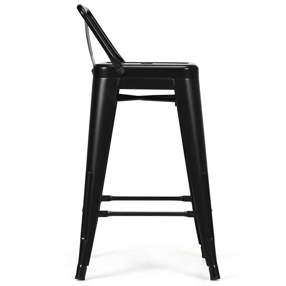 24 Inch Set of 4 Cafe Side Chairs with Rubber Feet and Removable Back, Black Bar Stools   at Gallery Canada