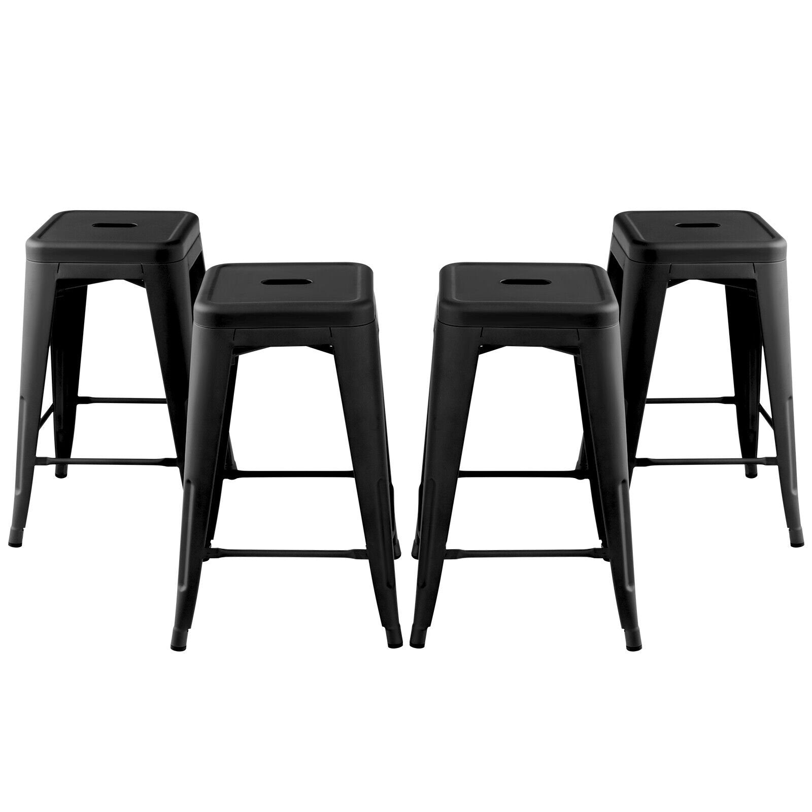 24 Inch Set of 4 Tolix Style Counter Height Barstool Stackable Chair, Black Bar Stools   at Gallery Canada
