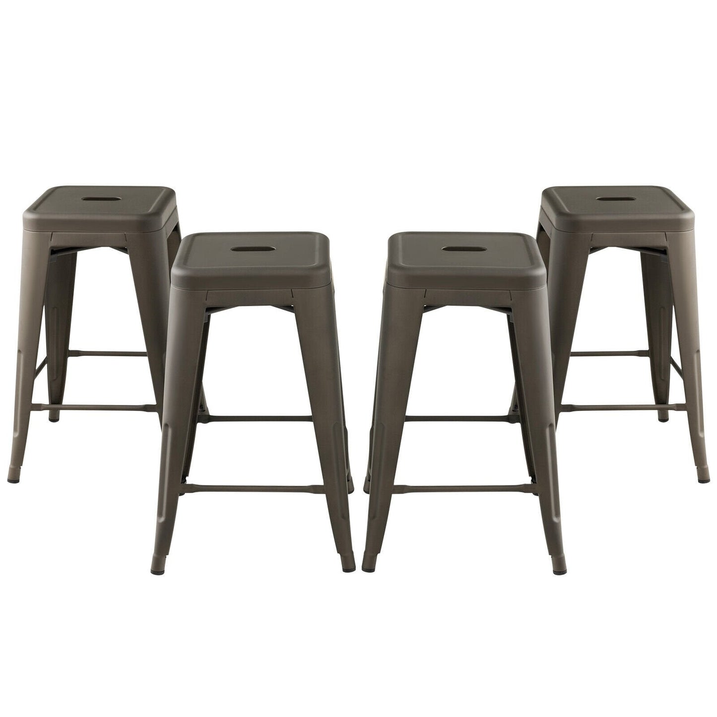 24 Inch Set of 4 Tolix Style Counter Height Barstool Stackable Chair, Gun Bar Stools   at Gallery Canada