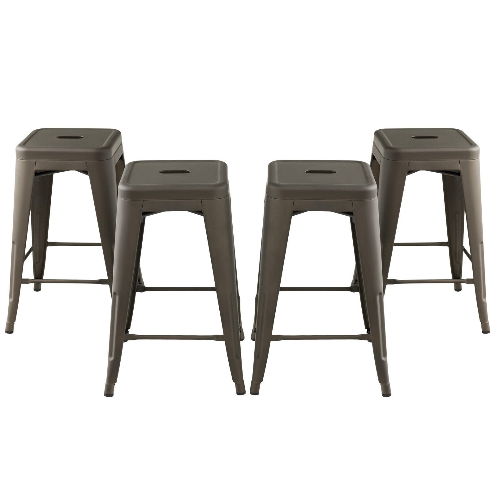 24 Inch Set of 4 Tolix Style Counter Height Barstool Stackable Chair, Gun Bar Stools   at Gallery Canada