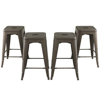 24 Inch Set of 4 Tolix Style Counter Height Barstool Stackable Chair, Gun Bar Stools   at Gallery Canada