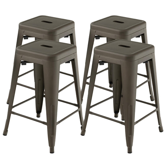 24 Inch Set of 4 Tolix Style Counter Height Barstool Stackable Chair, Gun Bar Stools   at Gallery Canada