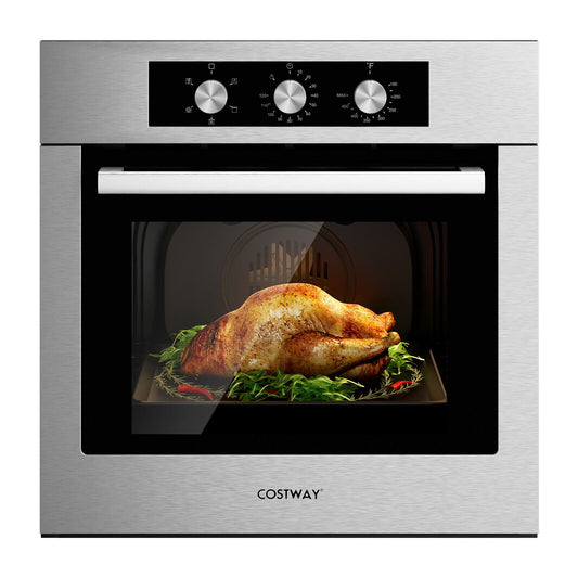 24 Inch Single Wall Oven 2.47Cu.ft with 5 Cooking Modes, Silver Toaster Ovens Silver  at Gallery Canada